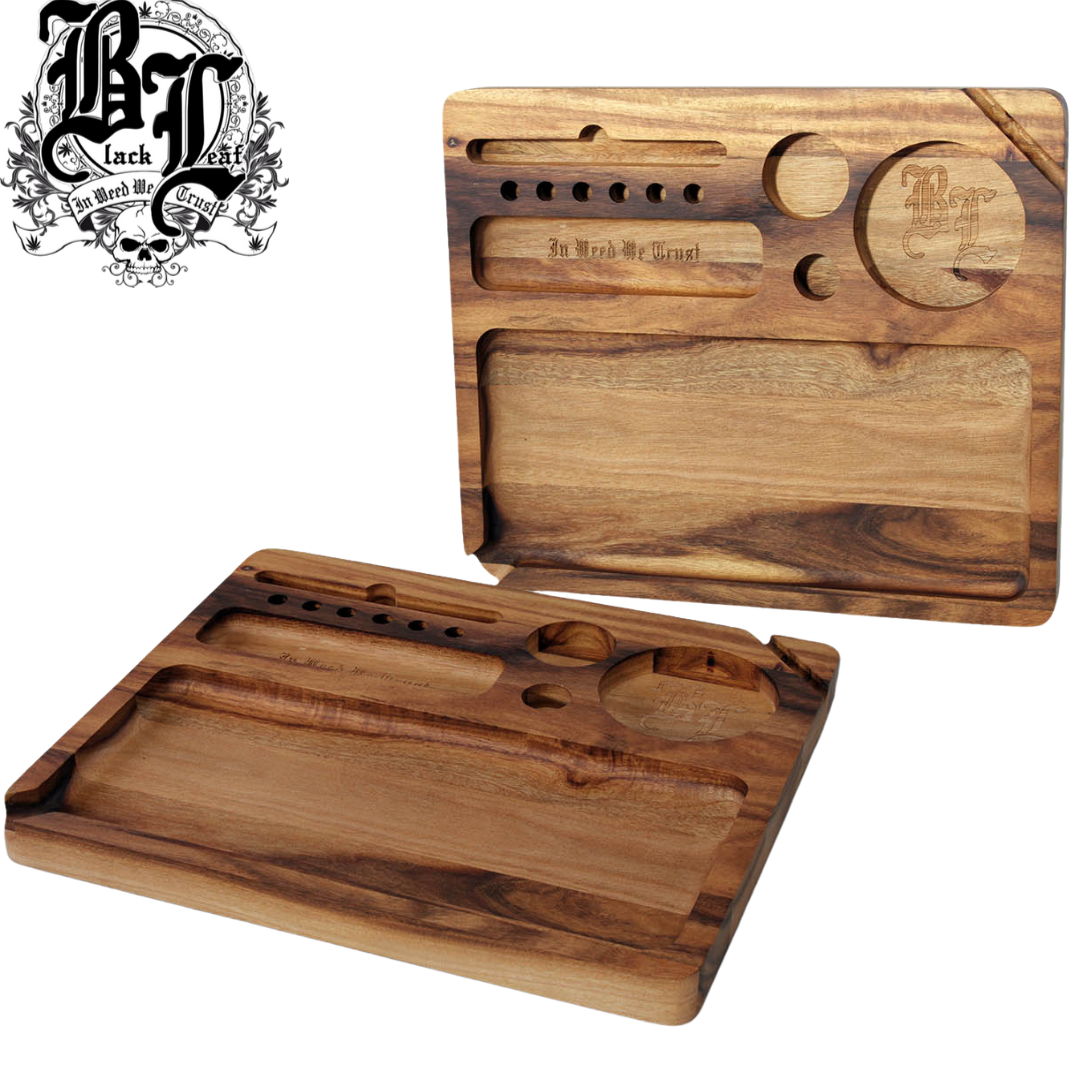Rolling Tray, Black Leaf®, Akazienholz